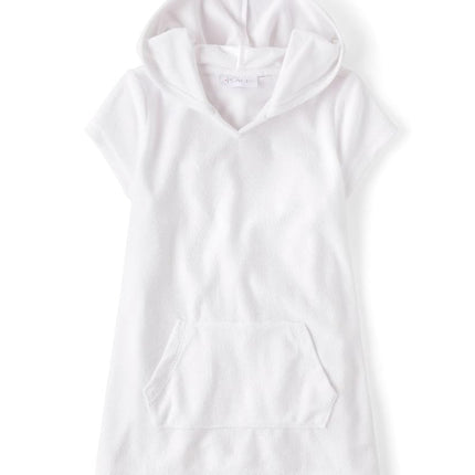 Les cache-maillots à capuche pour filles The Children's Place, Terry blanc, Moyen
