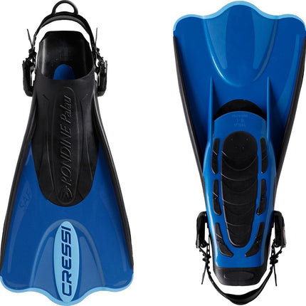Cressi Palau Saf Fins - Adjustable Short Fins Adults for Snorkelling and Swimming, Blue/Azure Short Fins, M/L (41/44)