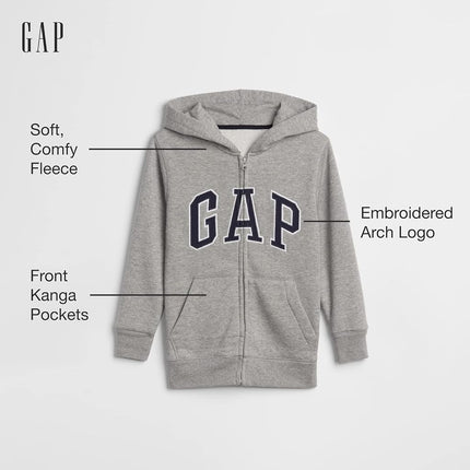 GAP Boys' Logo Hoodie Hooded Full Zip Sweatshirt, Pure Red, X-Small