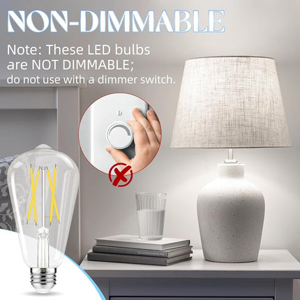 GvvooHome Edison Bulbs, E26 LED Bulb 60 watt Equivalent, Cool White 4000K