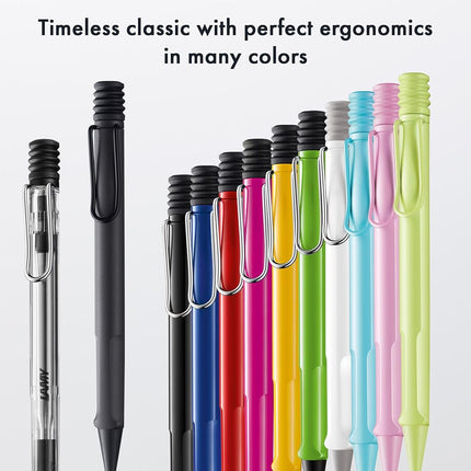 Lamy safari green - Ballpoint Pen with ergonomic grip & line width M - for pleasant long writing - made of robust ASA plastic – including large capacity refill M 16 in blue