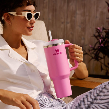 Stanley Quencher H2.0 Tumbler with Handle and Straw 40 oz | Flowstate 3-Position Lid | Cup Holder Compatible for Travel | Insulated Stainless Steel Cup | BPA-Free | Hot Coral