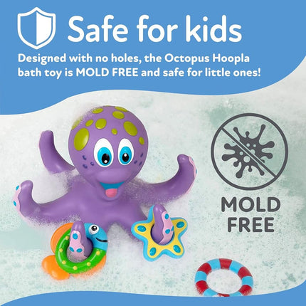 Nuby Floating Interactive Octopus Toddler Bath Toy with 3 Rings, 18M+