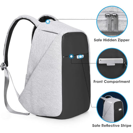 oscaurt Anti Theft Backpack - 15.6 Inch Laptop Travel Backpack with Hidden Zipper and USB Charging Port - Waterproof Business Computer Bag for Men & Women