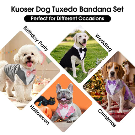 Kuoser Dog Tuxedo, Dog Suit and Bandana Set, Dogs Costume with D-Ring