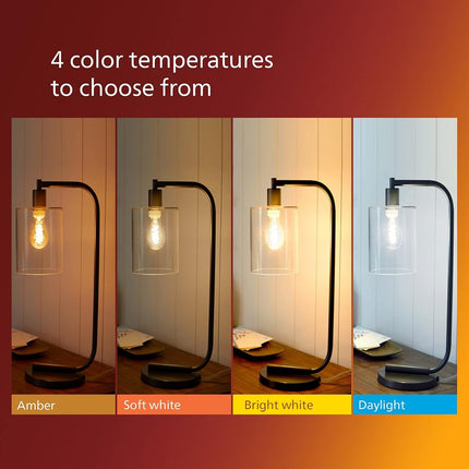 Philips LED Vintage Flicker-Free Amber Straight ST19, Dimmable, Eyecomfort Technology, 700 Lumen, Amber Light(2000K), 8.8W=75W, Title 20 Certified, E26 Base, 2-Pack, (565969)