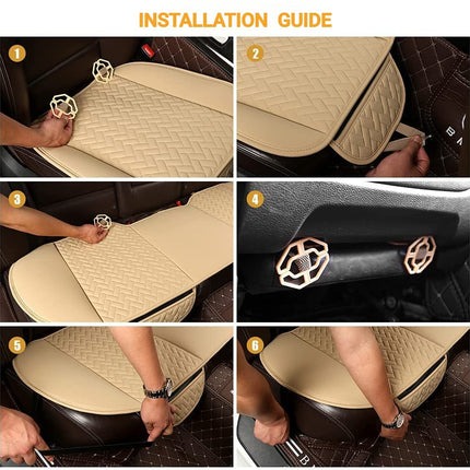 West Llama Full Set Car Seat Covers for Front and Rear Bottom Seats Only, Luxury PU Leather Car Seat Pads Protectors Waterproof and Wear-Resistant,Black