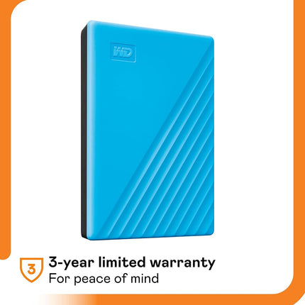 WD 2TB My Passport Portable HDD USB 3.0, with software for device management, backup and password protection, Works with PC, Xbox and Playstation, Blue