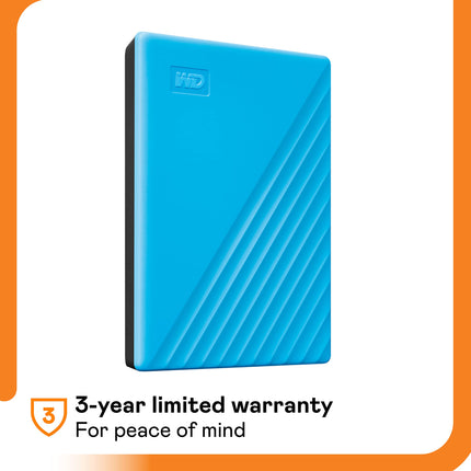 WD 2 To My Passport Disque dur externe USB 3.0, avec logiciel de gestion de l'appareil, de sauvegarde et de protection par mot de passe, Compatible PC, Xbox et PlayStation, Bleu