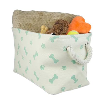 Bone Dry Pet Storage Collection Paw and Bone Print, Small Rectangle, Mint