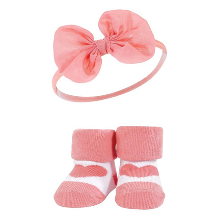 Coffret cadeau bandeau et chaussettes Hudson Baby pour fille, blanc fard, taille unique