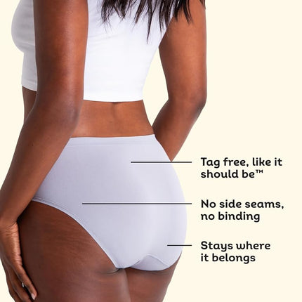 Fruit of the Loom Women's No Show Seamless Underwear, Amazing Stretch & No Panty Lines, Available in Plus Size, Hi Cut Brief-6 Pack-Colors May Vary, 8 (Pack of 6)
