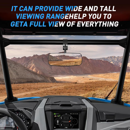 Nilight UTV Rear View Mirror 12inch Wide Clear Convex Center Mirror with 1.75" to 2" Clamps Adjustable 360 Degree for Polaris RZR PRO XP R Pioneer 1000 Can Am Maverick X3 Kawasaki