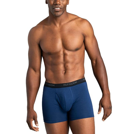 Fruit of the Loom Men's 4-Way Stretch Boxer Briefs | Lightweight & Moisture Wicking Underwear | Long, Regular Leg & Trunk, Regular Leg - Cotton Stretch - Colors May Vary, XL
