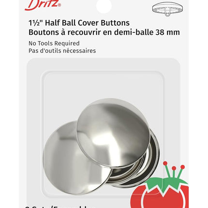 Dritz Cover Button, Metal, Nickel, Size 60 (1-1/2-Inch)