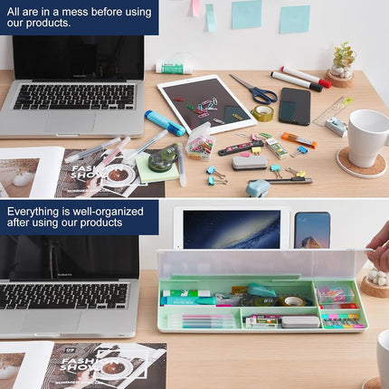 Small Glass Desktop Whiteboard Dry-Erase-Board - Computer Keyboard Stand White Board Surface Pad with Drawer, Desk Organizers with Accessories for Office, Home, School Supplies