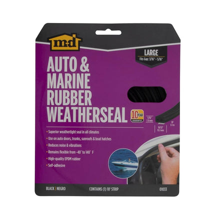 M-D Building Products 01033 Extreme Temperature Auto and Marine EPDM Weatherstrip