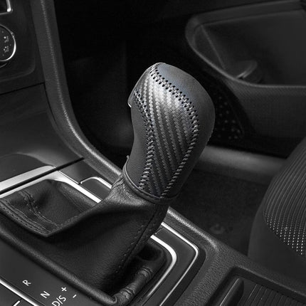 JIECHEN Funda de cuero para palanca de cambios de coche para Golf Jetta Passat Tiguan Atlas Beetle GLI Eos CC Sportwagen Jetta Hybrid R GTI Accesorios (Negro)