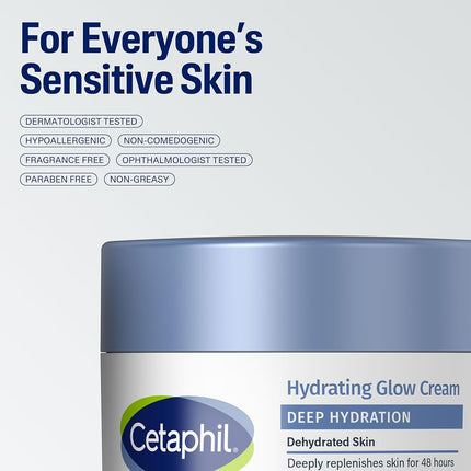 CETAPHIL Deep Hydration Healthy Glow Daily Face Cream, 1.7 oz, 48 Hour Dry Skin Face Moisturizer for Sensitive Skin, With Hyaluronic Acid, Vitamin E & Vitamin B5