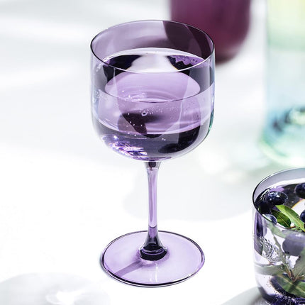 like. by Villeroy & Boch Like Grape Wine Goblet Set (2 Pcs) 200 mL, Coloured Crystal Glass, Elegant Stemmed Shape, Purple