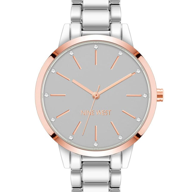 Nine West Women's Crystal Accented Bracelet Watch,
