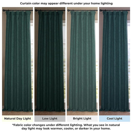HPD Half Price Drapes Faux Linen Textured Room Darkening Curtains for Bedroom 84 Inches Long (1 Panel), 100W X 84L Extra Wide Curtains for Living Room Home Decor, Focal Green