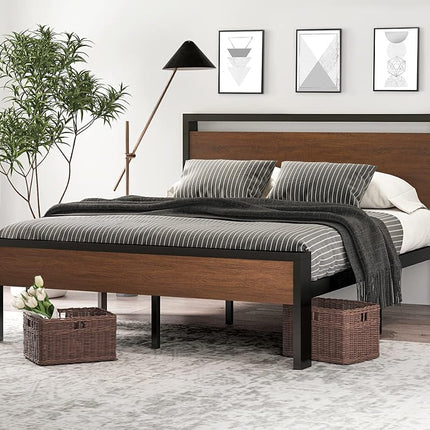 SHA CERLIN 14 Inch Full Size Metal Platform Bed Fr