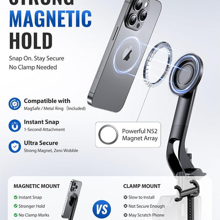 UBeesize 72” Auto Face Tracking Tripod for iPhone, MagSafe Selfie Stick with Remote, 360° Magnetic Phone Stand with Gesture Control for TikTok, Live Stream & Vlogging