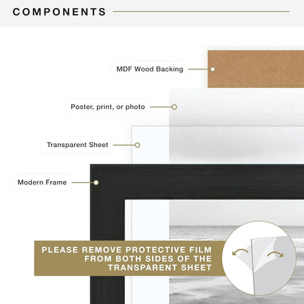 MCS Museum Poster Frame Plastic Onyx Wood Grain 18 x 24 Inches