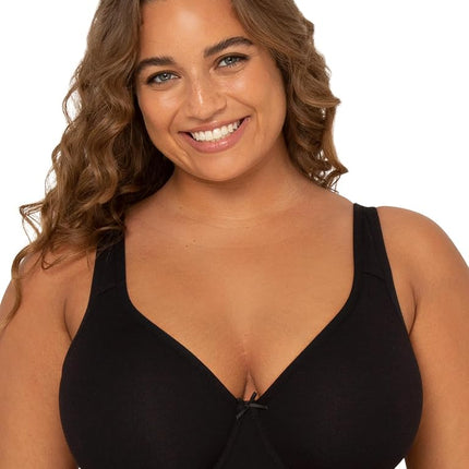 Fruit of the Loom Women's Fit for Me Collection: Plus-Size Unlined Underwire Bra-Cotton Comfort & Pinch-Free Straps, Opaque, Black Hue, 40D