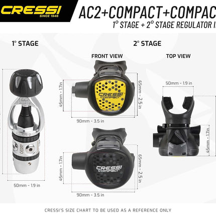 Cressi AC2 Compact Plus Octopus XS Int Diving Regulator - Black