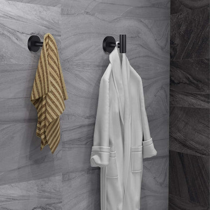 Robe Towel Hooks Coat Hook Bathroom Matte Black Wall Hook Stainless Steel Heavy Duty Door Hanger Towel Robe Clothes Cabinet Closet Sponges Hook for Bathroom Bedroom Kitchen Hotel Pool 8 Packs