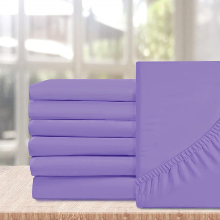 Elegant Comfort 6-Pack Fitted Bottom Sheets 1500 Thread Count Premium Hotel Quality, Deep Pocket, Wrinkle-Free, Stain and Fade Resistant-Side Pockets for Storage, 6PACK Fitted-Twin/Twin XL, Lilac