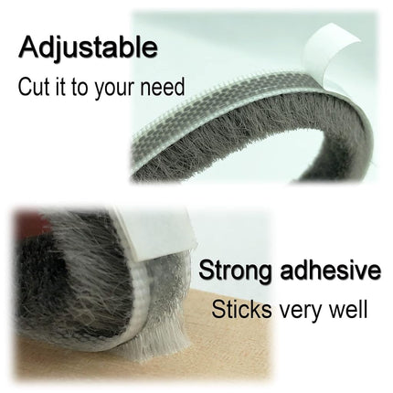 Zhilokdor Weather Stripping Brush for Sliding Windows/Doors Frame Side,Pile Self Adhesive Weatherstrip Seal Strip Sealer Draft Stoppers (65ft x11/32 Backing x 3/16 inch, Brown)