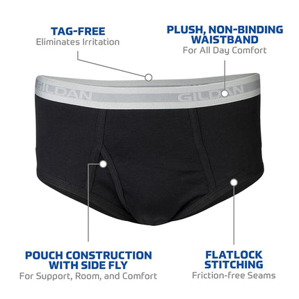 Gildan Men's Brief Underwear Multipack, Grey/Black (6 Pack), XL