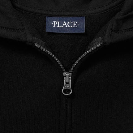 The Children's Place - Sweat à capuche zippé uniforme pour garçons, noir simple, 4