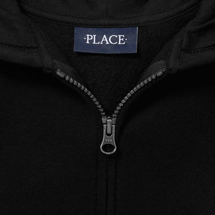 The Children's Place Boys' Uniform Zip Up Hoodie, Black Single, 4