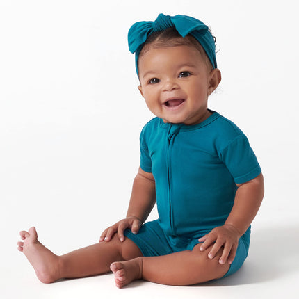 Gerber Pelele de manga corta unisex para bebé extrasuave de viscosa fabricada a partir de eucalipto, verde azulado océano, 6-9 meses