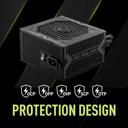 MSI MAG A650BE Gaming Power Supply - Certified 80 Plus Bronze 650W - Semi-Modular - Low Noise PSU ATX