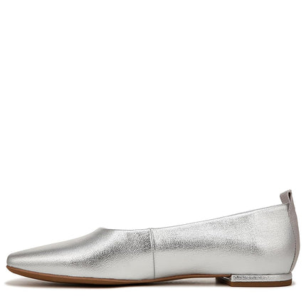 Franco Sarto Women's Vana Slip on Ballet Flat Loafer, Silver Metallic, 6.5 Wide