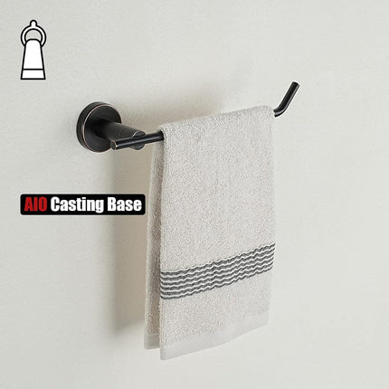 JQK Barre Porte-Serviette Huilé Bronze, Anneau de Serviette en Acier Inoxydable pour Salle de Bain, Support Mural Collier 9 Pouces Main Droite, TR100-ORB