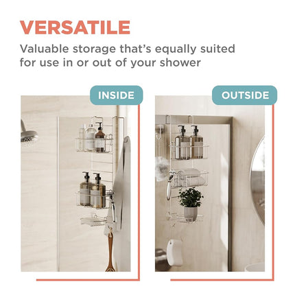Zenna Home, Stainless Steel Rust-Resistant Over-The-Shower Door Caddy, 2-Shelf