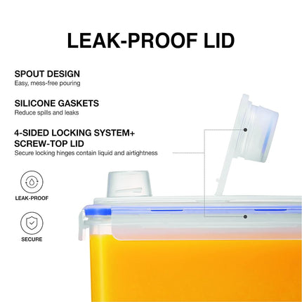 LocknLock Aqua Fridge Door Water Jug with Handle BPA Free Plastic Pitcher with Screw Top Lid Perfect for Making Teas and Juices, 1 Gallon, Clear