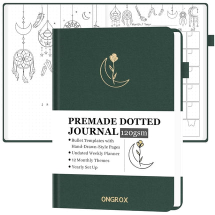 ONGROX Premade Bullet Style Notebook with Hand-Dra