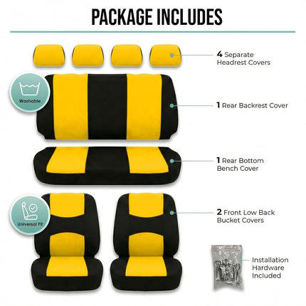 FH GROUP Car Seat Covers, Full Set, Yellow
