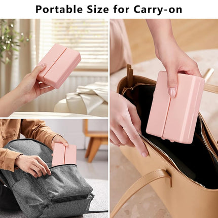 FYY Daily Pill Organizer,2 Pcs 7 Compartments Portable Pill Case Travel Pill Organizer,[Folding Design] Pill Box for Purse Pocket to Hold Vitamins,Cod Liver Oil,Supplements and Medication-Pink