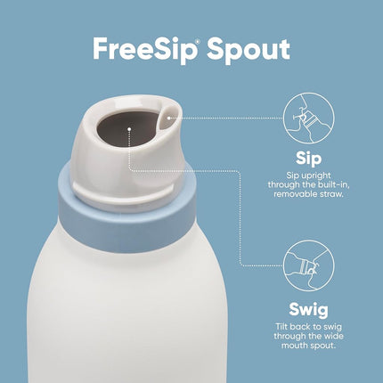 Bouteille d'eau isotherme en acier inoxydable Owala FreeSip Twist avec paille, pour le sport et les voyages, sans BPA, 530 ml, menthe/blanc (Brise glacée)