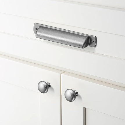 khtumeware 10 Pack 1-1/4" Vintage Retro Antique Pewter Zinc Alloy Cabinet Knobs - Single Hole Center Kitchen Cabinet Pull Hardware for Bedroom.