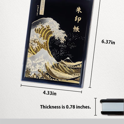 Japanese Goshuincho Stamp Book [Accordion Style] - Authentic Handmade Japanese Paper Notebook for Japan Travel Essentials, Temple & Shrine Stamps, Journal & Keepsake Gift (Namiura Black 48pages)