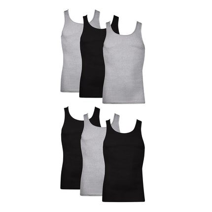 Hanes Men's Vests Moisture Wicking Ribbed Lightweight Cotton Tank Undershirts Multipack Underwear, Assorted 6-Pack, S (Pack of 6)